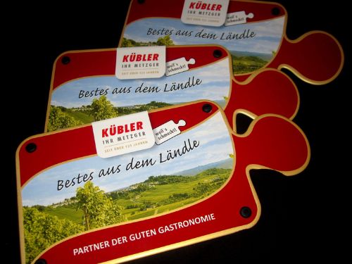 auwaerter-emailschilder-firmenschild-mit-logo Namensschild mit Symbol einer Katze