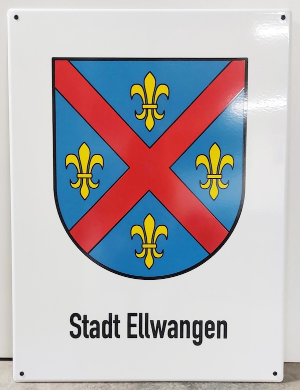 Hinweistafel auf Auwärter Emailschilder
